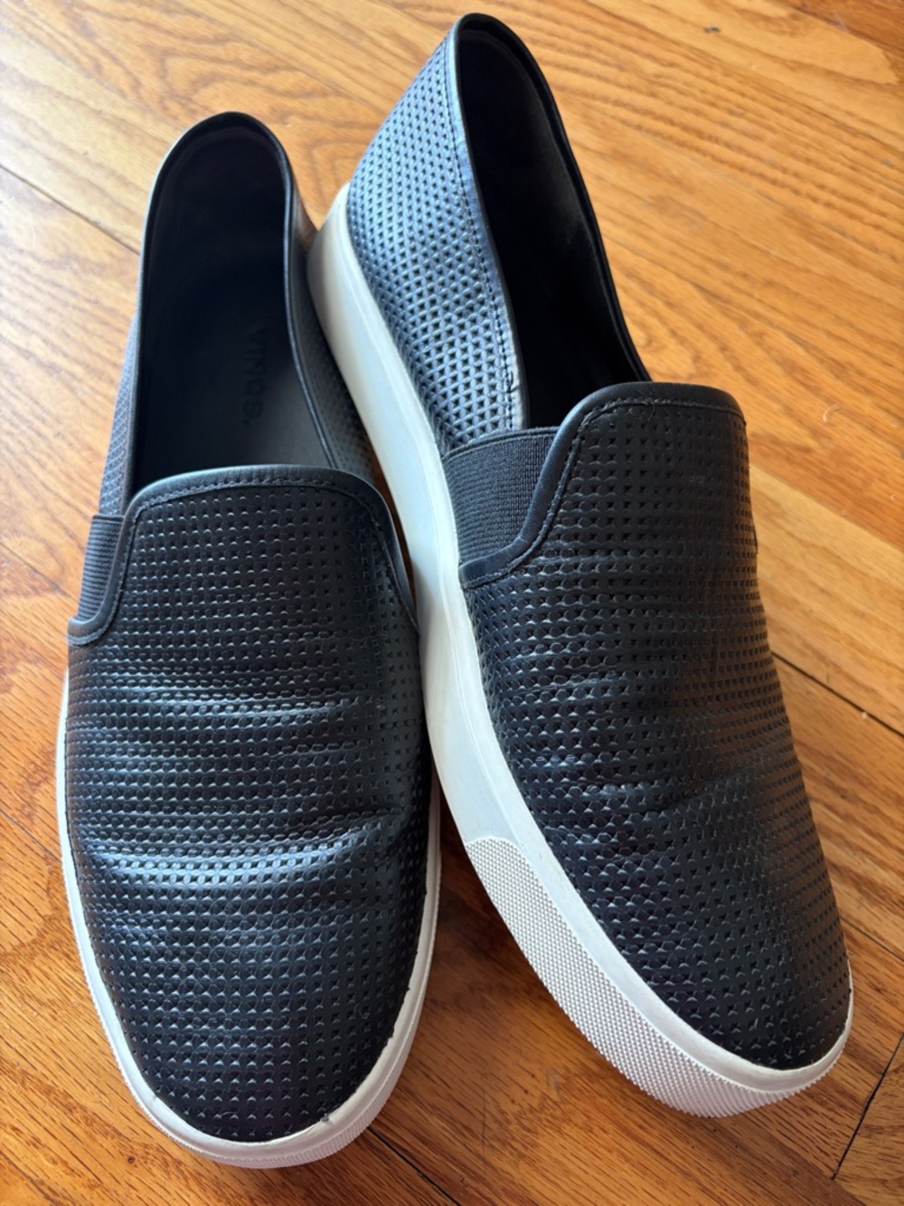 Vince Blair Slip on Black Leather Sneaker size 8.5